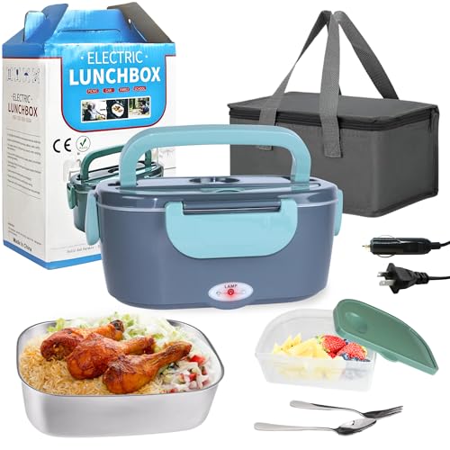 TomyBust Heated Lunch Box for Adults Portable and Rechargeable Stainless Steel Electric Lunch Box Ideal for Work or Travel 60 Oz