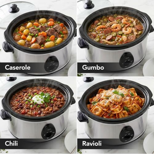 Image of OVENTE 3.7 Qt Electric Slow Cooker, 3 Heat Settings, Silver SLO35ABR