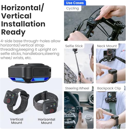 Image of Bluetooth Remote Control Compatible with Insta360 X5 /X4 /X3 /Go 3S /ACE pro 2 /ACE Pro /ONE X2 /Hero 8 /9 /10 /11 /12 Cameras and Phones - 50M Range Smart Action Accessories