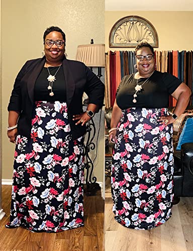 Image of Kancystore Women's Plus Size Maxi Dress with Pockets Summer Dresses XL-5X | Plus Size High Waisted Long Length Beach Dress, Empire Waist Round Neck Casual Dress, Solid Striped Floral Tie Dye Colors