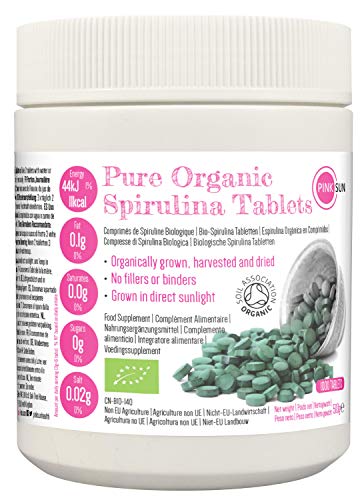 Spirulina Bio Tabletten 1000 x 500mg (oder 300 tabs) Presslinge Natürlich Alge Vegan Vegetarisch Glutenfrei Nicht GM Organic Arthrospira