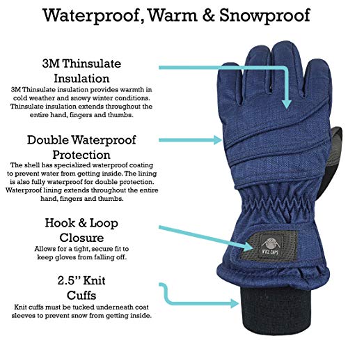 Image of N'Ice Caps Kids Waterproof Winter Thinsulate Warm Gloves | Boys and Girls Snow Ski Gloves with Durable Grippers on Palms, Fingers and Thumbs, 3M Insulation Ideal for Cold Weather