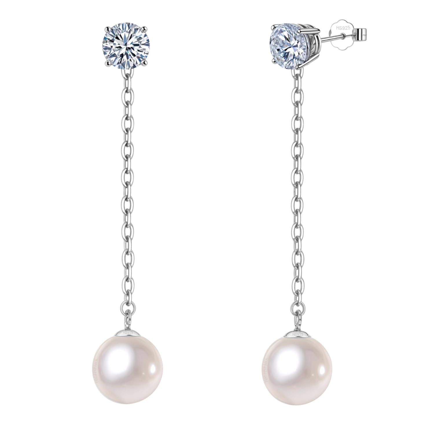 HIGHSPARK 925 Silver Solitaire Dangle Pearl Earrings for Women | 92.5 Sterling Silver & Brilliant Lustre Pearls | Lovely Gift - Solitaire Dangle Pearl (B0D3QJKRT6) Amazon Price History, Amazon Price Tracker