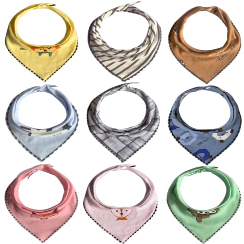 LEcylankEr Baberos Bebe - Drool Bandana con Doble Capa de Algodón con Botones- Baberos impermeables Bebe para Niños Niñas - Stylish Bufanda Toalla Drool