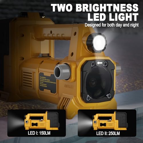 Cordless Water Transfer Pump Compatible with Dewalt 20V Max Battery, 1/4HP Brushless Motor, 540GPH Self Priming Utility Pump for Pool, Pond, Garden, Tank, 4.0Ah Battery and Charger Included