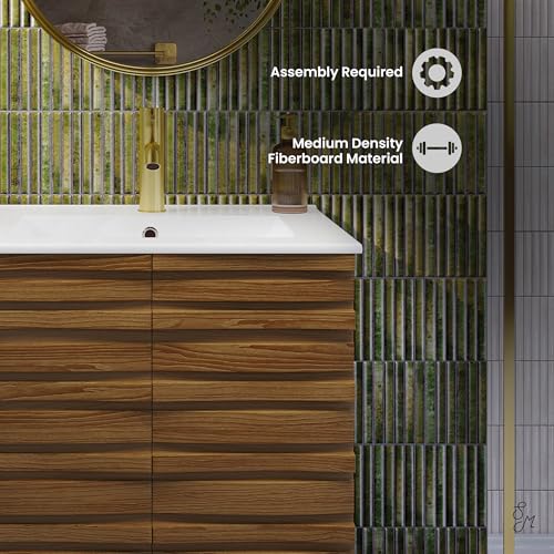 Image of Swiss Madison Cascade 24'' Bathroom Vanity in Brown Oak