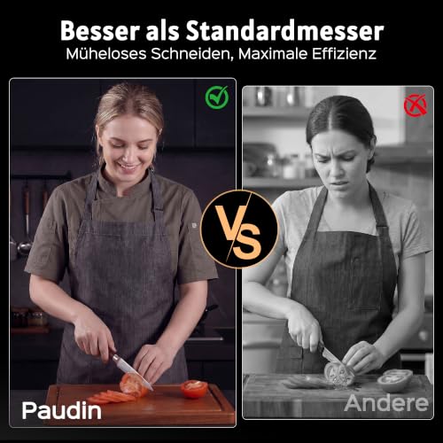 PAUDIN Kochmesser Allzweckmesser Profi 13 cm Scharf Küchenmesser Chefmesser aus rostfreiem Deutscher Edelstahl mit ergonomischem Griff – Ansicht 5