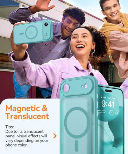 Image of CANSHN Magnetic Compatible with iPhone Air Case(6.5 Inch), Upgraded [Full Camera Protection] [Compatible with Magsafe] [Translucent Matte] Shockproof Phone Cover for iPhone 17 Air Case,Teal