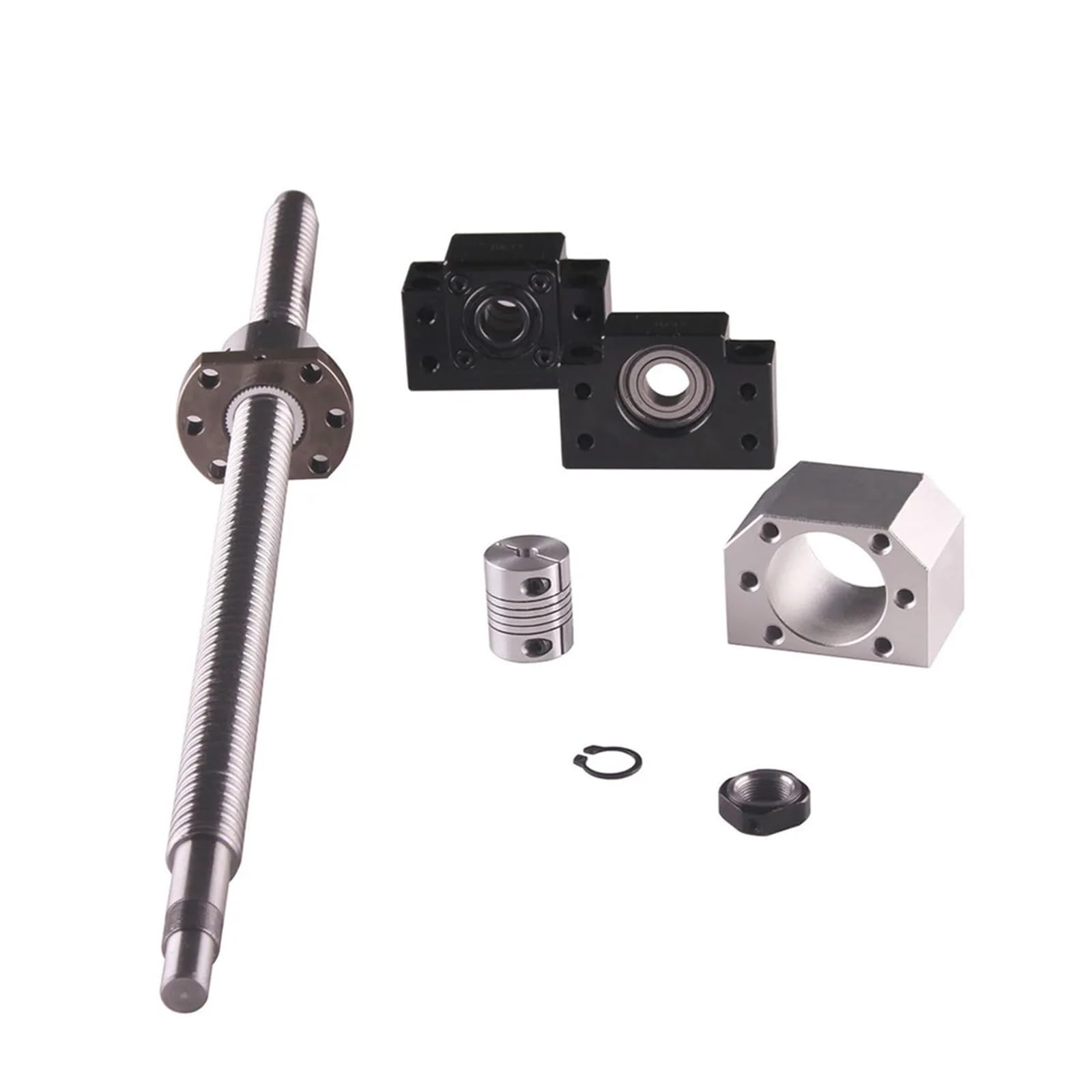 Metal Ball Screw nut end Processing SFU1605 Ball Screw Kit 250-1200mm End Machined with Ballnut+BK/BF12 Support+DSG16H+Coupling for CNC Parts(1000mm)