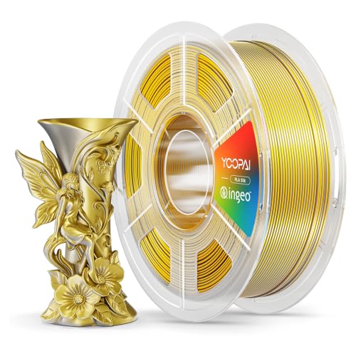 Image of YOOPAI Dual Color Silk PLA Filament 1.75mm, Two-Tone Coextrusion PLA 3D Printer Filament, Shiny Color Change Finish, Enhanced Formula for Stable Printing, 1kg Spool, Gold Silver