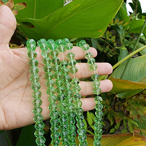 Image of 10mm Rondelle Peridot Glass Beads for Jewelry Making, 200pcs Faceted Briolette Crytal Spacer Beads for Bracelet Necklace Earring