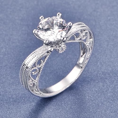 925 Sterling Silver Rings for Women, Dainty Engagement Ring, Cubic Zirconia CZ Solitaire Wedding Band Promise Ring for Her2