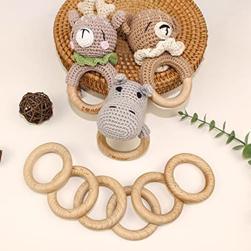 RUBY 8 Stück Natürlicher Hölzerner Beißring, Hölzerne Beißringe, Hölzernes Baby-Kauspielzeug, Hölzerne Ringe für Kunsthandwerk, Basteln, Werkzeuge Usw. (Ø 70mm) – Bild 6