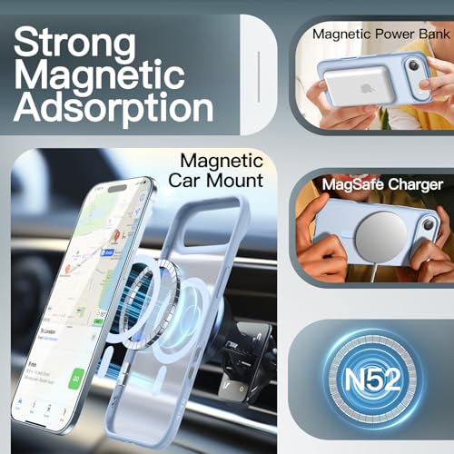Image of JETech Magnetic Case for iPhone Air Compatible with MagSafe, Translucent Matte Back Slim Minimalist Shockproof Phone Cover, 6.5-Inch Display (Sky Blue)