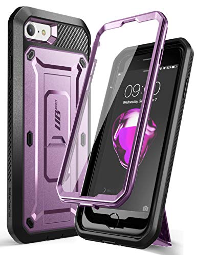 SUPCASE Unicorn Beetle Pro Series Case Designed for iPhone SE 2nd Generation 2020 / iPhone 7 / iPhone 8, Built-in Screen Protector Full-Body Rugged Holster & Kickstand Case (Purple)