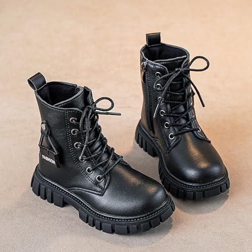 IWIHMIV Little Girls Riding Boots Fashion Short Ankle Boots Outdoor Non Slip Lace Up Dress Booties with Zipper3