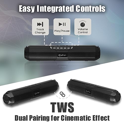 Image of pTron Fusion Beam 16W Bluetooth Soundbar Speaker, Immersive Sound, 19Hrs Playback Time, Soundbar for Phone /TV /Laptop /Tablets /Projectors, BT v5.0 /Aux /TF Card /USB Playback & TWS Pairing (Onyx)