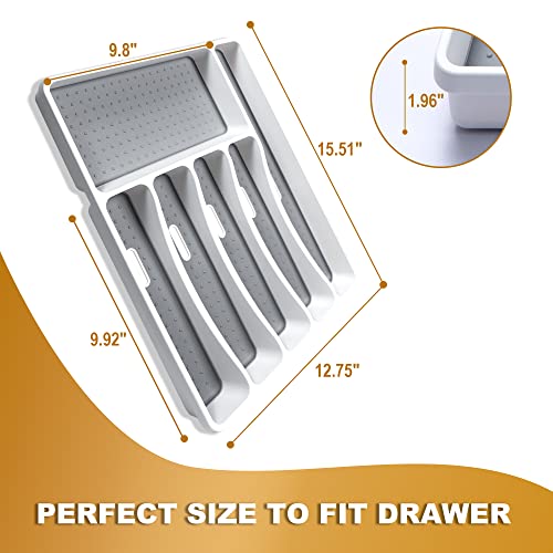 Bellsal Silverware Organizer 6 Slots Silverware Tray For Drawer Utensil Organizer Cutlery Flatware Organizer For Kitchen Plastic #TOP2