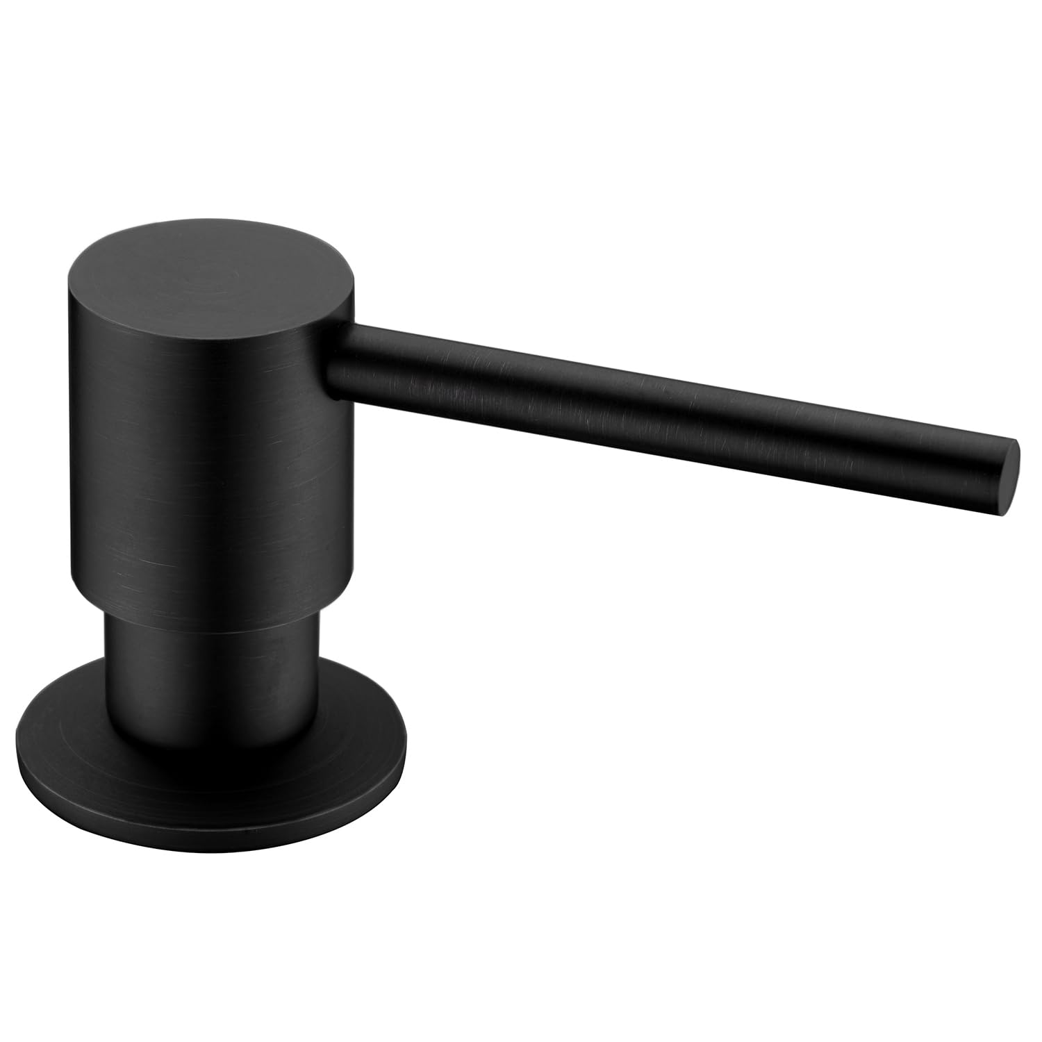 MIFULY Soap Dispeser for Kitchen Sink, Bult in Soap Dispenser, Kitchen Bathroom Sink Deck Mount Soap or Lotion Pump Dispenser Matte Black, 500ml/17oz Pump Bottle