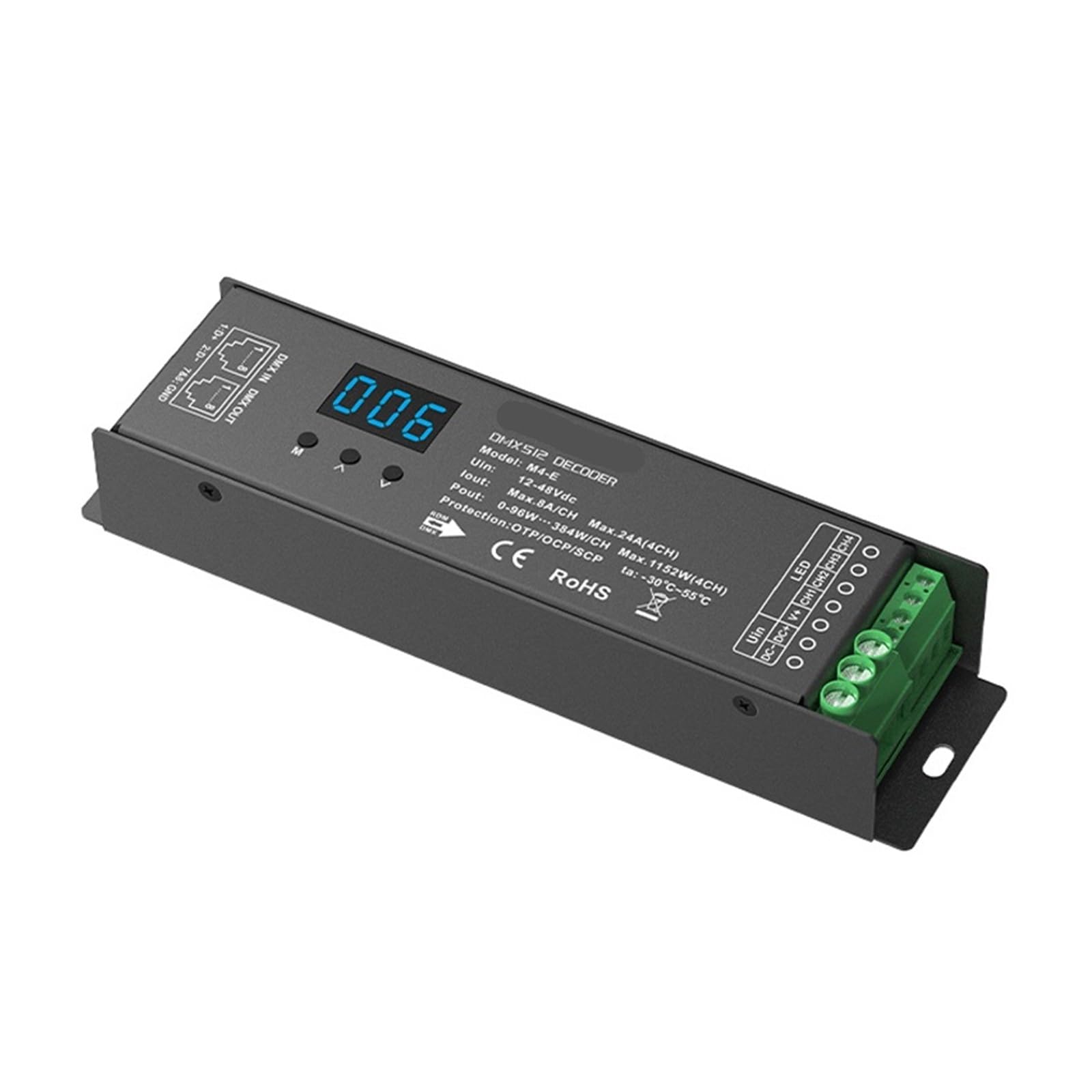 Décodeur DMX 4 canaux avec écran LCD M4-E tension constante