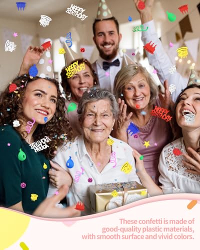 Image of 1500 PCS Happy Birthday Confetti, Multi-Color Birthday Confetti Metallic Foil Balloon Confettis, Table Decorations for Party, Baby Shower, DIY Arts and Crafting