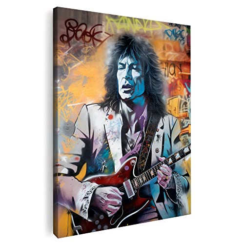Artmazing Mick Jagger Impression sur toile - Multicolore - Format portrait - Grand format - Poster...