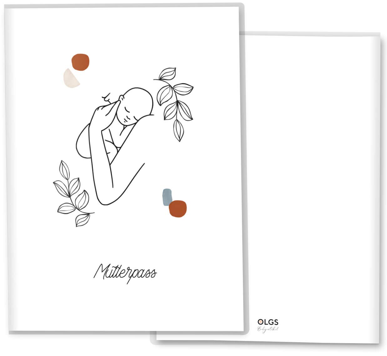 OLGS Mutterpasshülle Modern Lineart Hope, Kunststoff Schutzhülle für Mutterpass ohne Personalisierung, Schwangerschaftsbedarf