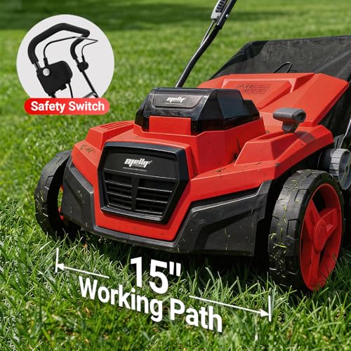 Image of 36V Cordless Brushless 15IN Dethatcher & Scarifier Compatible with Milwaukee 18v Battery (Tool Only), 12 Gal Collection Bag, Air Boost Tech, Quick Fold & 5 Adjustable Depths, Walk-Behind for Lawn Care