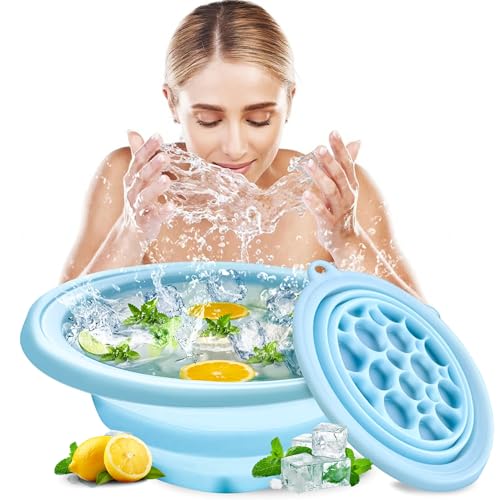 Image of Upgraded Ice Face Bowl for Skin Care, Foldable Ice Water Bowl for Facial Dip, Reusable Cooling Bowl for Spa, Cold Therapy Bath Bowl for Beauty, Portable Ice Facial Bowl for Daily Skincare (Purple)