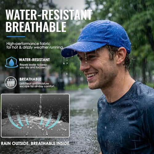 Image of Mens Waterproof Baseball Cap Womens Rain Hat Quick Dry Running Hat with Sweatband Outdoor Golf Breathable Sports Cap