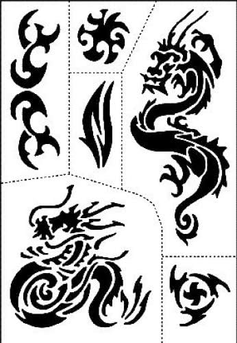 Temporary Tattoo Stencil - Dragons 2