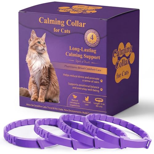 Cat Calming Collar, 4-Pack Pheromone Collars for Cats – Adjustable