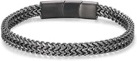 LUCKY27 Men's Stainless Steel Franco Chain Bracelet with Magnetic Clasp - Adjustable 8in, Elegant Everyday Wear