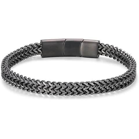 Bracelets for Men-Stainless Steel Magnetic Clasp Franco Chain Mens Bracelet