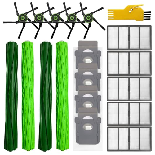 aotengou Kit de Accesorios para Irobot Roomba s9+ (9550) s9 9550 Robot Aspirador Repuestos 18 Paquetes 2 Juegos de Cepillos de Rodillos, 5 Filtros, 5 Cepillos Laterales, 4 Bolsas de Polvo