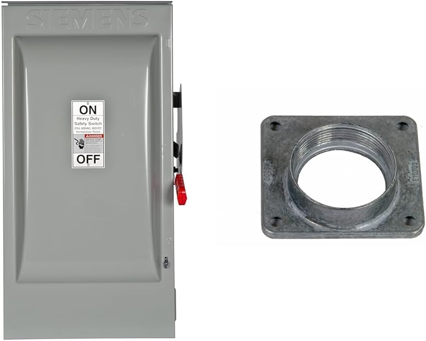 Siemens HNF364R 200-Amp 3 Pole 600-volt 3 Wire Non-Fused Heavy Duty Safety Switches,Grey & ECHS200 2-inch HS Type Hub Openings, 1 Count (Pack of 1), No Color