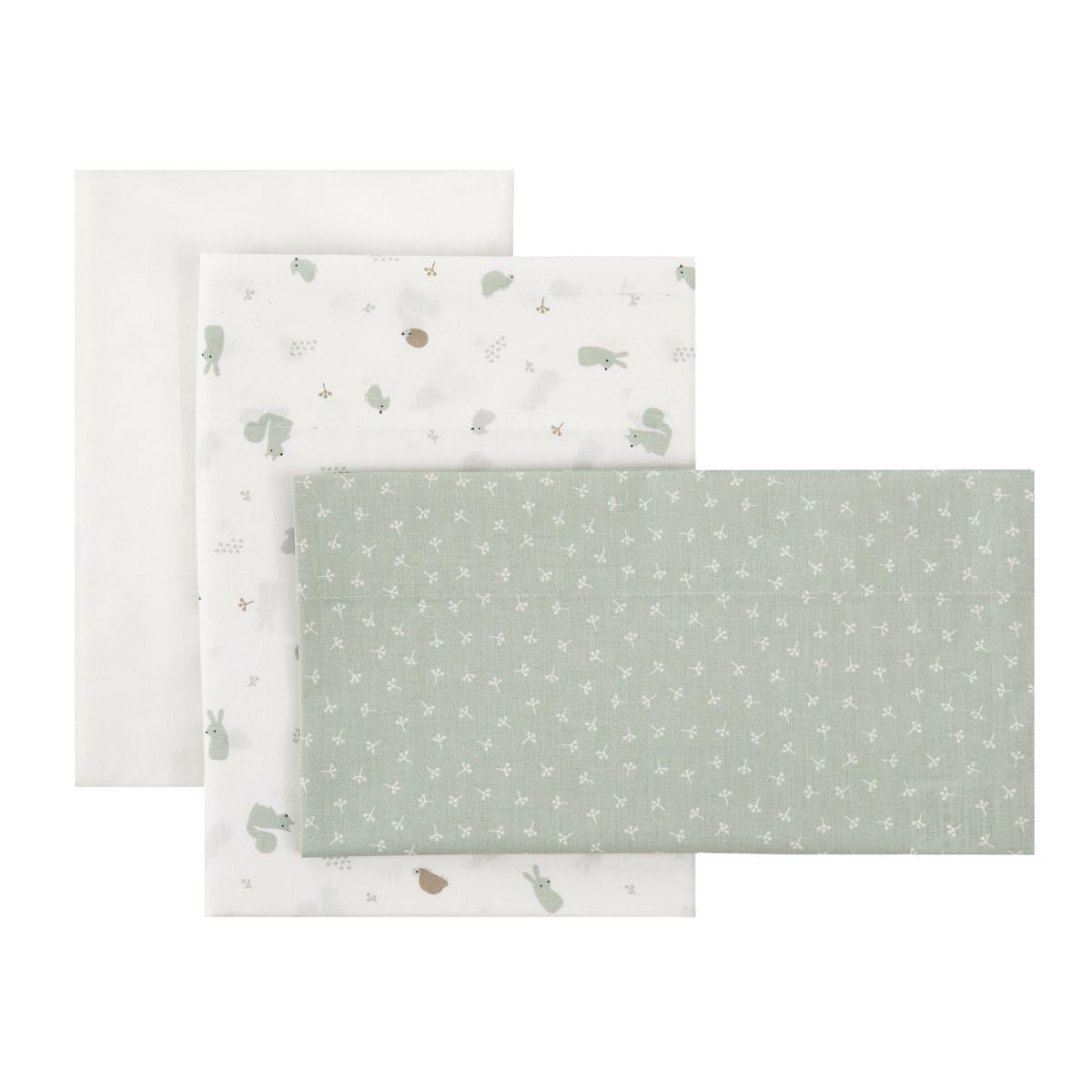 Cambrass - Juego 3 piezas sábanas de cuna - bajera, encimera y funda almohada - 100% algodón - Ardi Verde