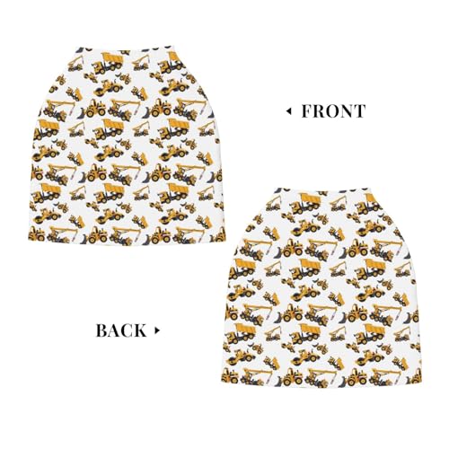 Image of Construction Machinery Excavator Truck Tractor Baby Stuff Car Seat Cover for Baby,Mom Nursing Breastfeeding Covers,Car Seat Canopy Carrier Cover,Stroller Cover Newborn Shower Gift for Boys Girls