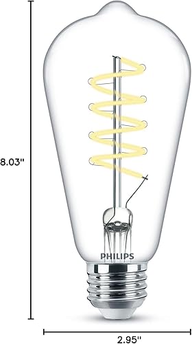 Miniatura 8 de Philips LED Espiral transparente vintage sin parpadeo ST19 regulable, tecnología EyeComfort, 500 lúmenes, luz diurna (5000 K), 5.5 W  60 W,
