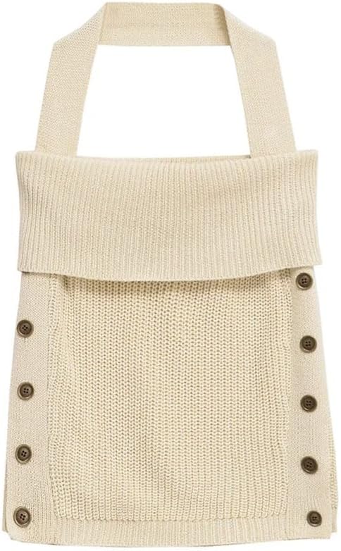 Women's Open Back Knit Solid Color Button-Down Top