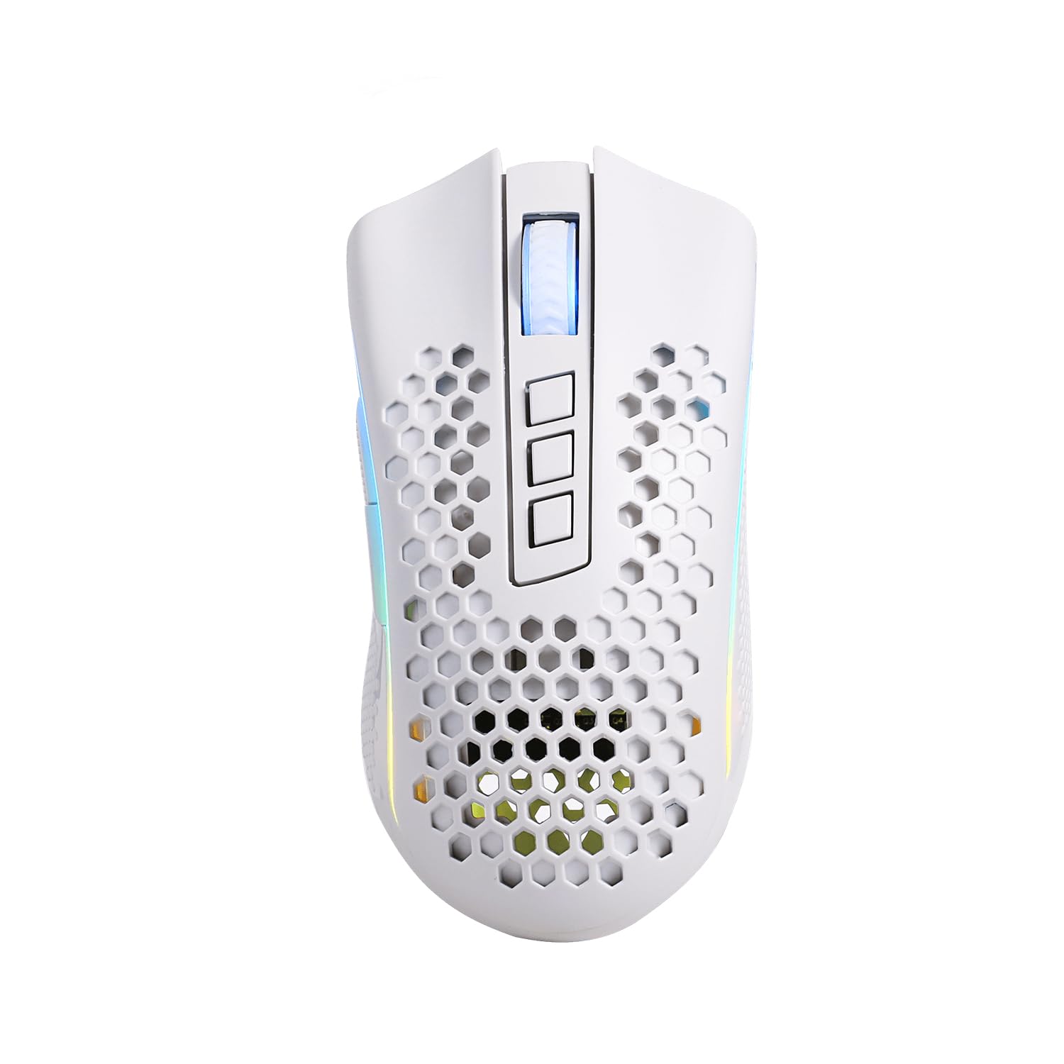 REDRAGON Mouse Gamer Storm Pro M808w-ks blanc sans fil, forme de nid d'abeille, sans fil, 2,4 GHz, dongle USB/câblage USB, 16 000 dpi - 8 boutons programmables