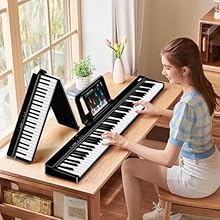 【Quality Keyboard and Sound Configuration】Our foldable piano is equipped with an 88-key keyboard, which allows different playing strengths to produce variations in sound quality and add expressiveness to your playing. The keyboard piano is also equip...