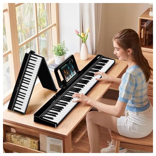 TERENCE Piano Plegable de 88 Teclas, con Teclado de Fuerza, Piano Plegable con Grabación y Soporte Bluetooth, Pedal y Altavoz de 4 Unidades, Preferido para Principiantes,negro