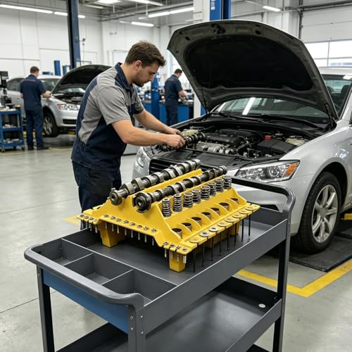 Organizador de motor de cilindro y soporte con compartimentos de 17.7x16.1 pulgadas 4