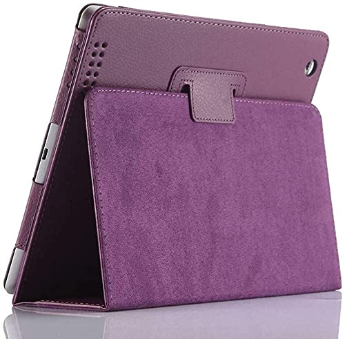 Leather Flip Stand Folio Case Plain Cover for Apple iPad Air 2nd Generation A1566 A1567 (Purple) - Image 2