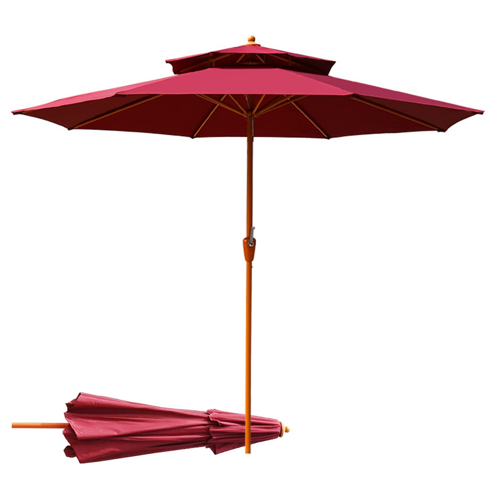 LIGUOYI Sombrilla Jardín Diámetro 270CM Sombrilla Terraza Exterior, Impermeable Proteccion UV Sombrilla Parasol Con Manivela Con 8 Varillas, Doble Ventilación Superior, Sombrilla Para Playa