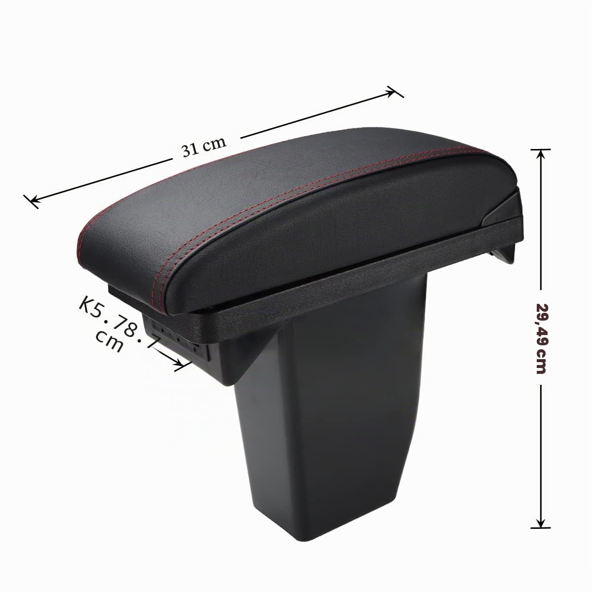 MARCHFA Boîte de Rangement d'accoudoir, Parfaitement adaptée à la boîte d'accoudoir 2008, accoudoir Central avec Compartiment de Rangement, 1 pièce (Coutures Rouges)