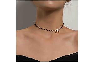 Vintage Black Crystal Choker Necklace Bohemian Flower Toggle Chain Necklace Minimalist Gold...