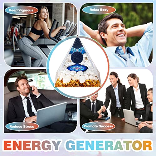 Cristallium Orgone Pyramid Crystal Healing Stone Energy Generator Healing Crystals Chakra Crystal Healing Meditation Crystal Sphere Orgonite Crystal Pyramid Women Gift - Blue Stone #TOP6