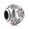 Breloque en argent sterling 925 avec empreinte de patte de chien - Perle pour bracelets Pandora rose #1